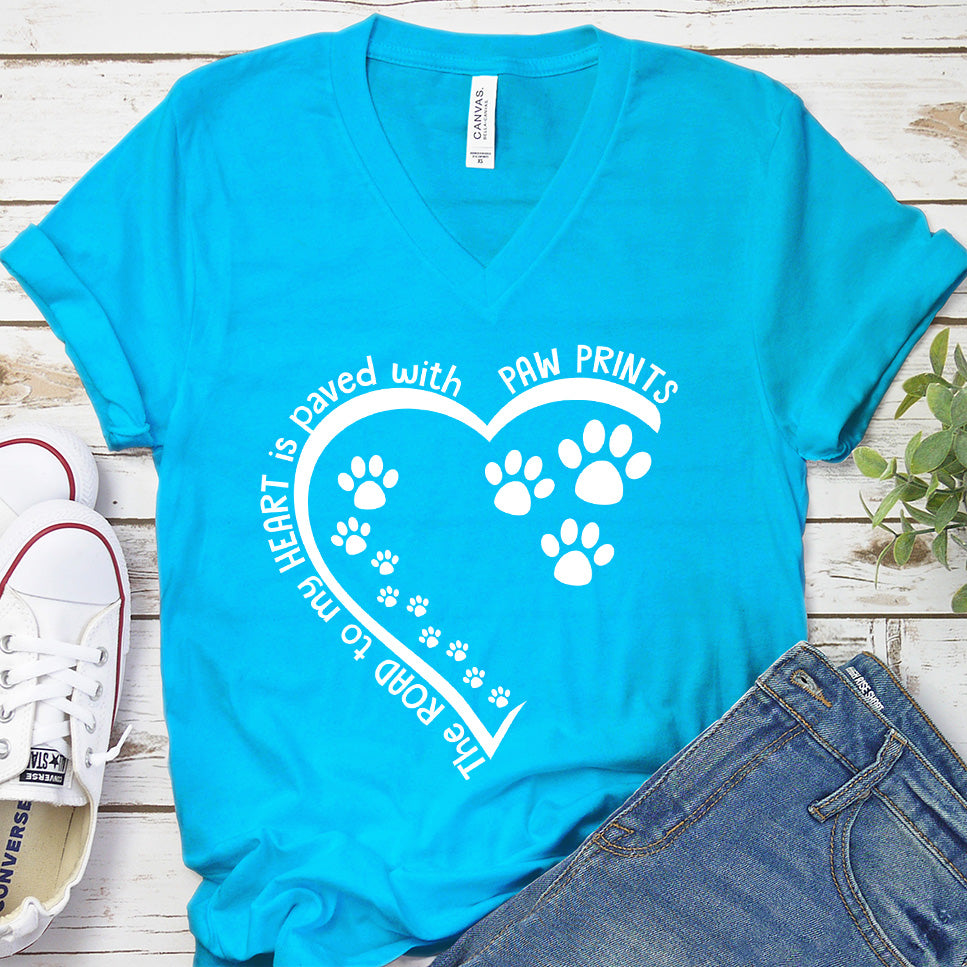 The Way To My Heart Is Paved With Paw Prints V-Neck