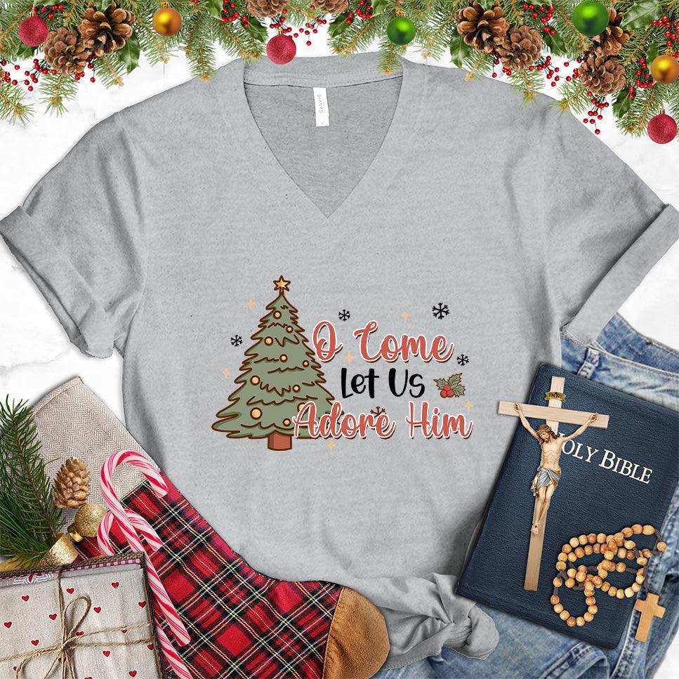 O Come Let Us Adore Him Colored Edition V-Neck - Brooke & Belle