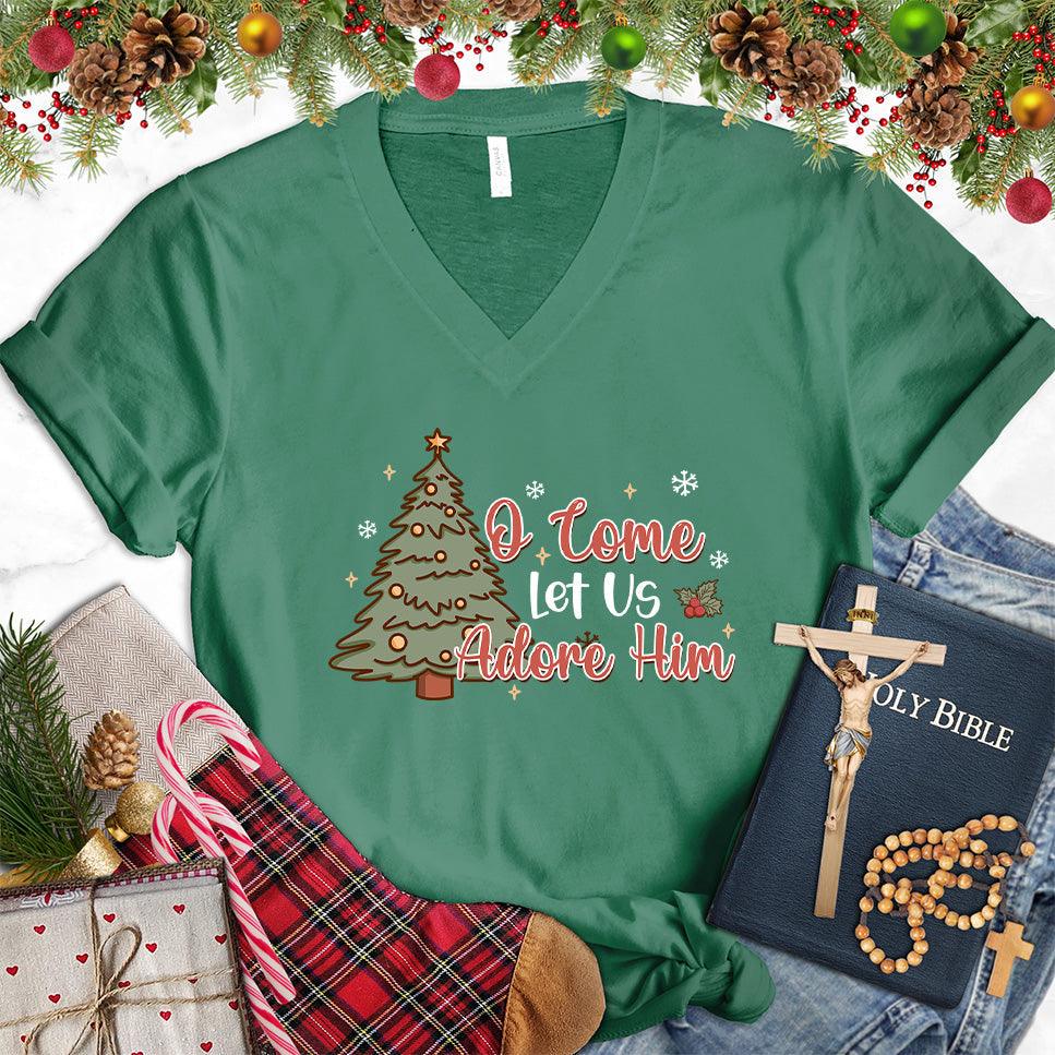 O Come Let Us Adore Him Colored Edition V-Neck - Brooke & Belle