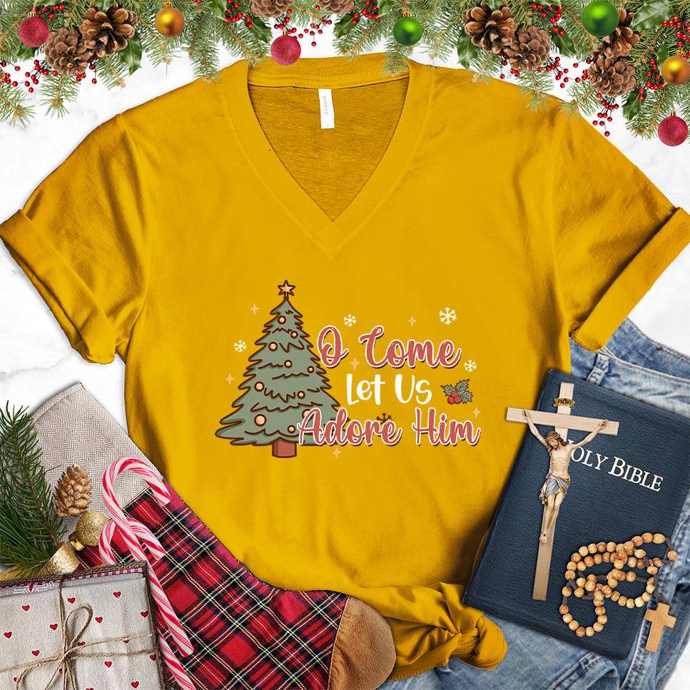 O Come Let Us Adore Him Colored Edition V-Neck - Brooke & Belle
