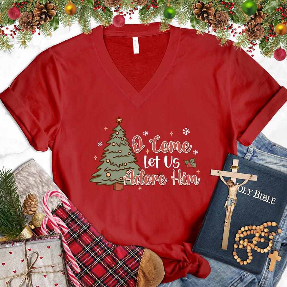 O Come Let Us Adore Him Colored Edition V-Neck - Brooke & Belle