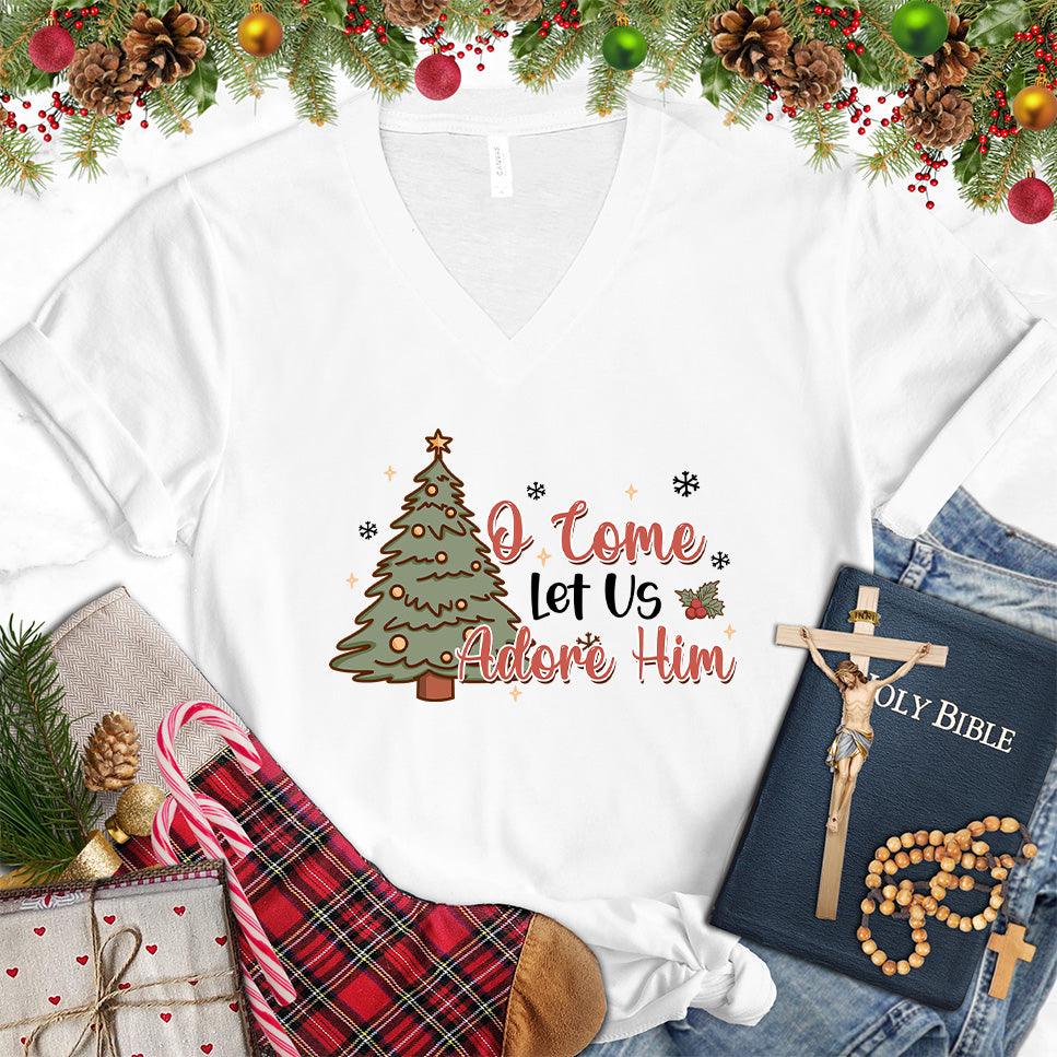 O Come Let Us Adore Him Colored Edition V-Neck - Brooke & Belle