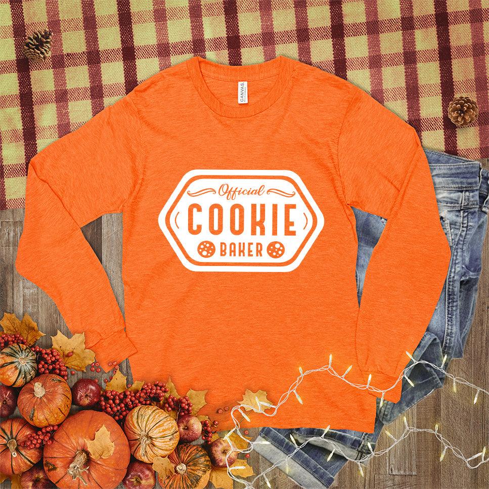 Official Cookie Baker Long Sleeves Orange - Cheerful baking-themed long sleeve shirt with cookie design and playful text