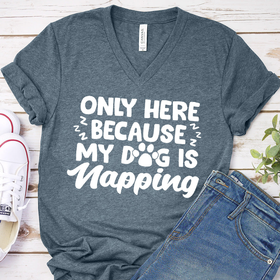 Only Here Because My Dog Is Napping V-Neck