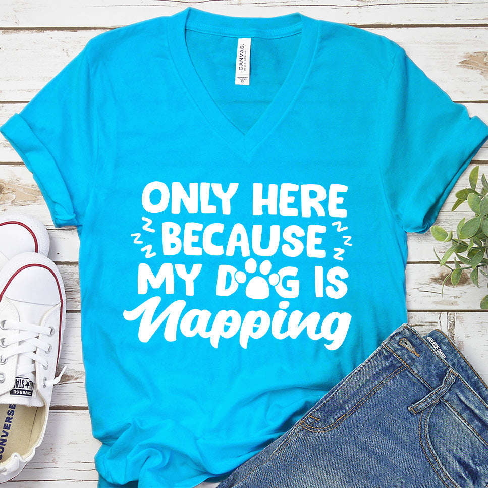 Only Here Because My Dog Is Napping V-Neck