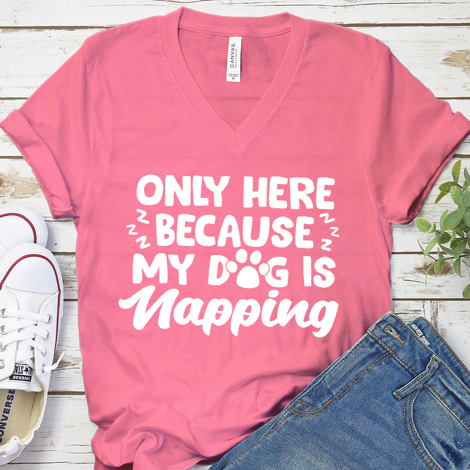Only Here Because My Dog Is Napping V-Neck