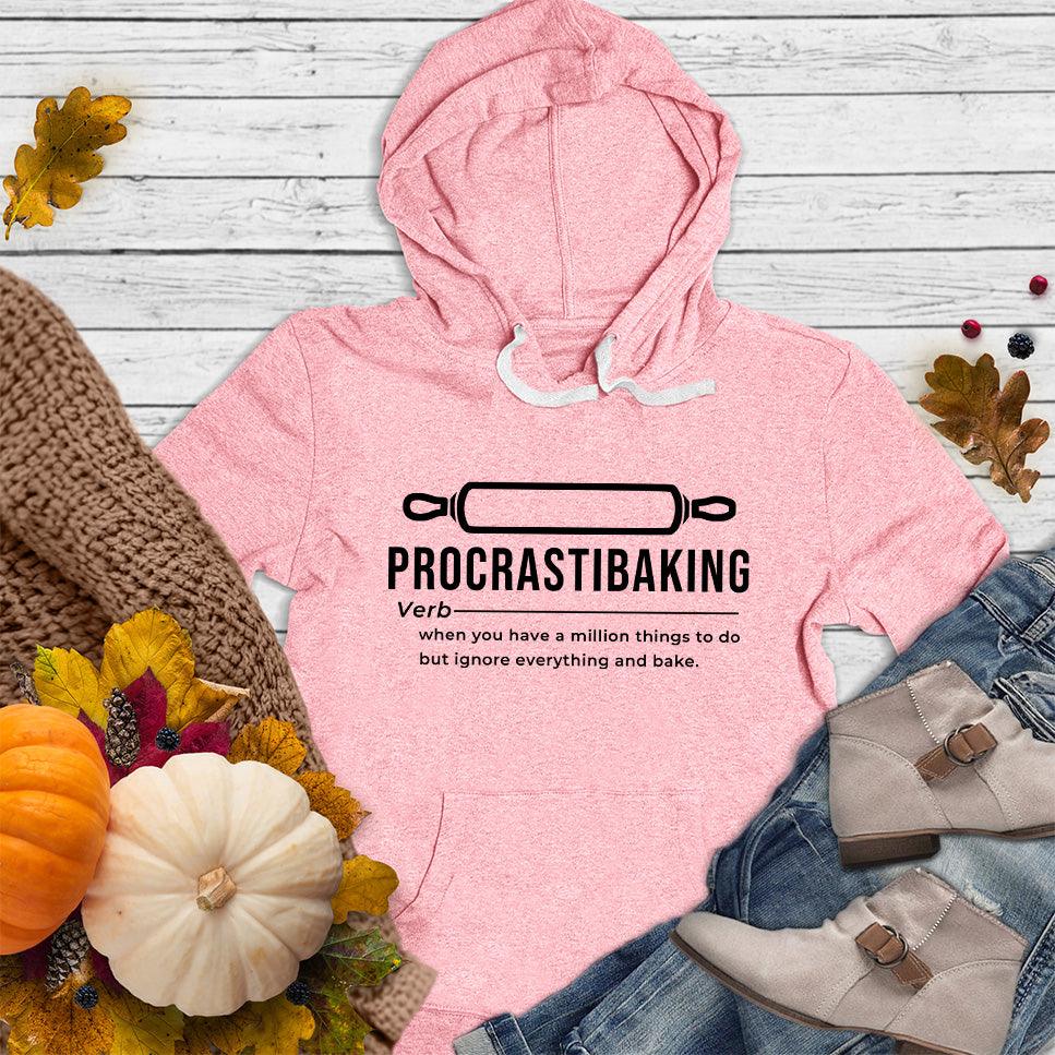 Procrastibaking Hoodie Pink - Fun Procrastibaking hoodie with whimsical baking definition for casual style