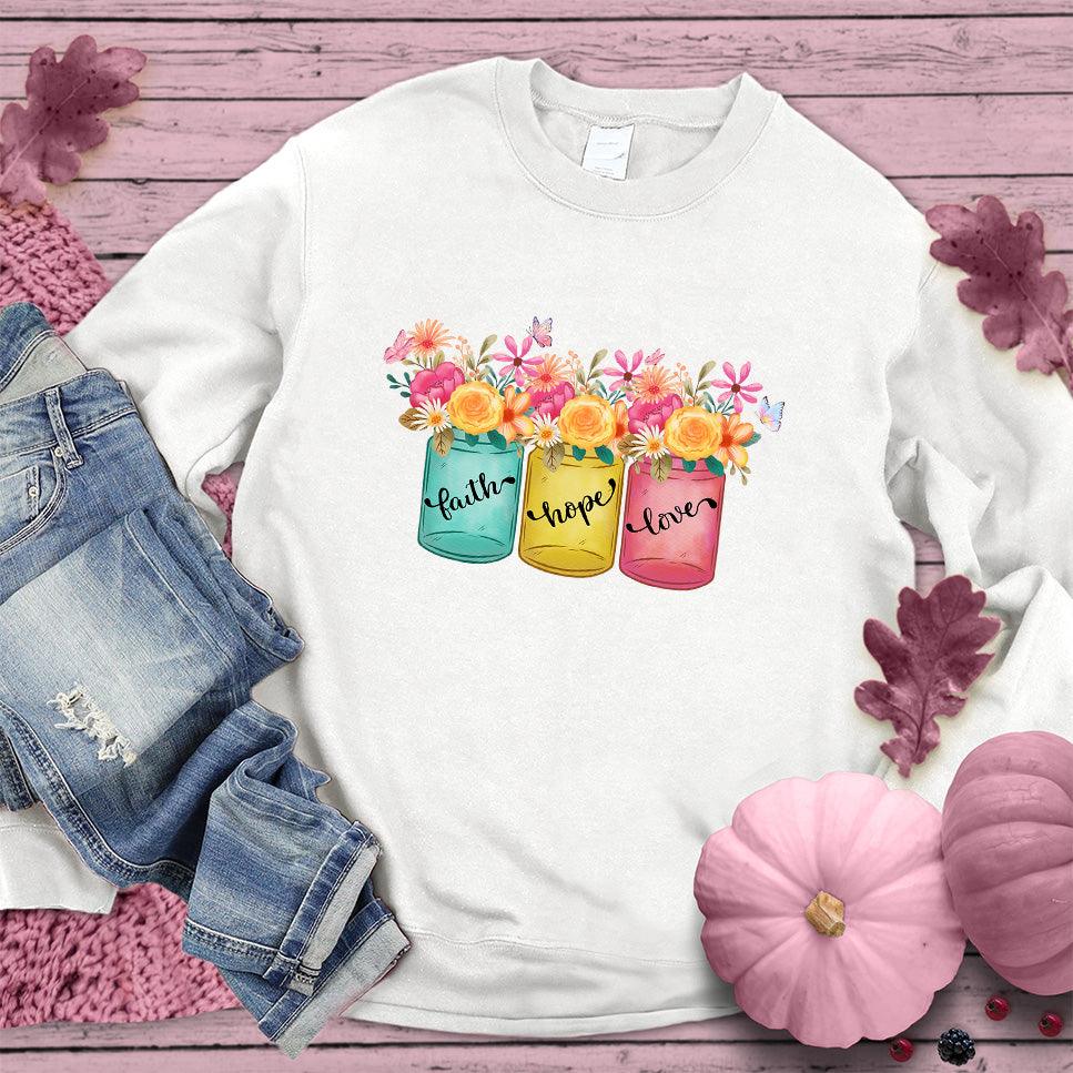Faith Hope Love Floral Colored Sweatshirt Pink Edition