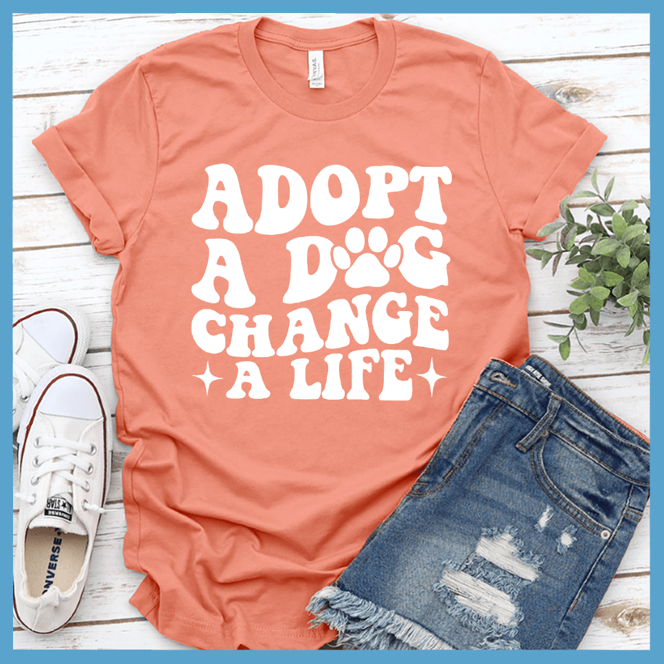 Adopt A Dog Change A Life Retro T-Shirt