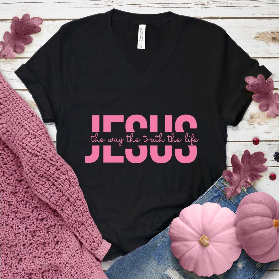 Jesus The Way The Truth The Life V-Neck Pink Edition