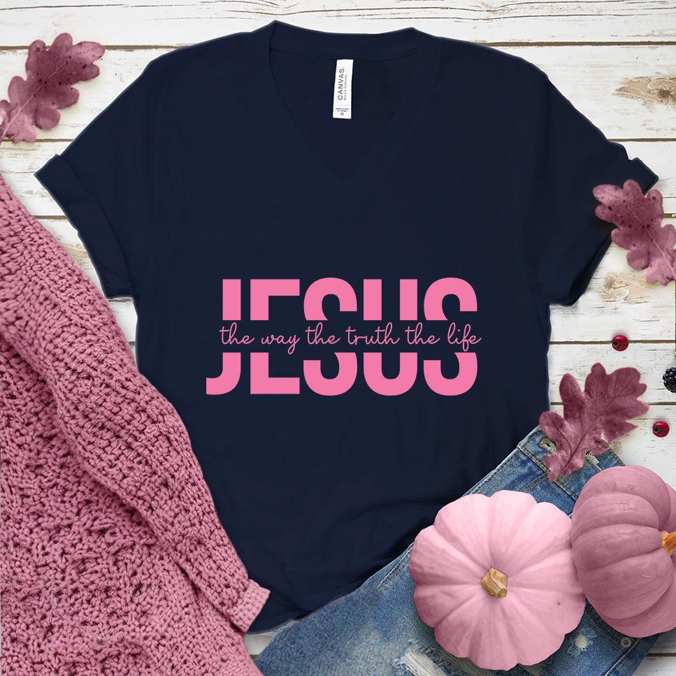 Jesus The Way The Truth The Life V-Neck Pink Edition