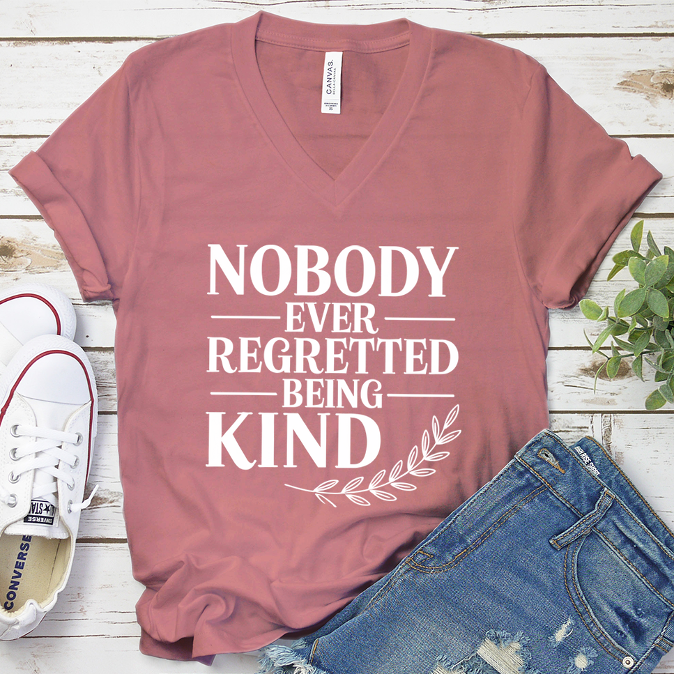 Nobody Ever Regretted Being Kind V-Neck - Mauve - Brooke & Belle