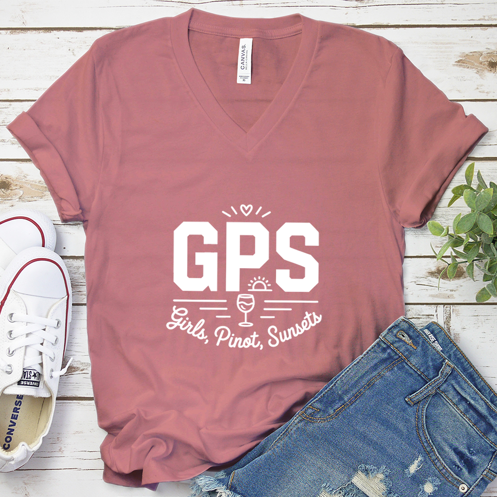 GPS Girls, Pinot, Sunsets V-Neck - Mauve - Brooke & Belle