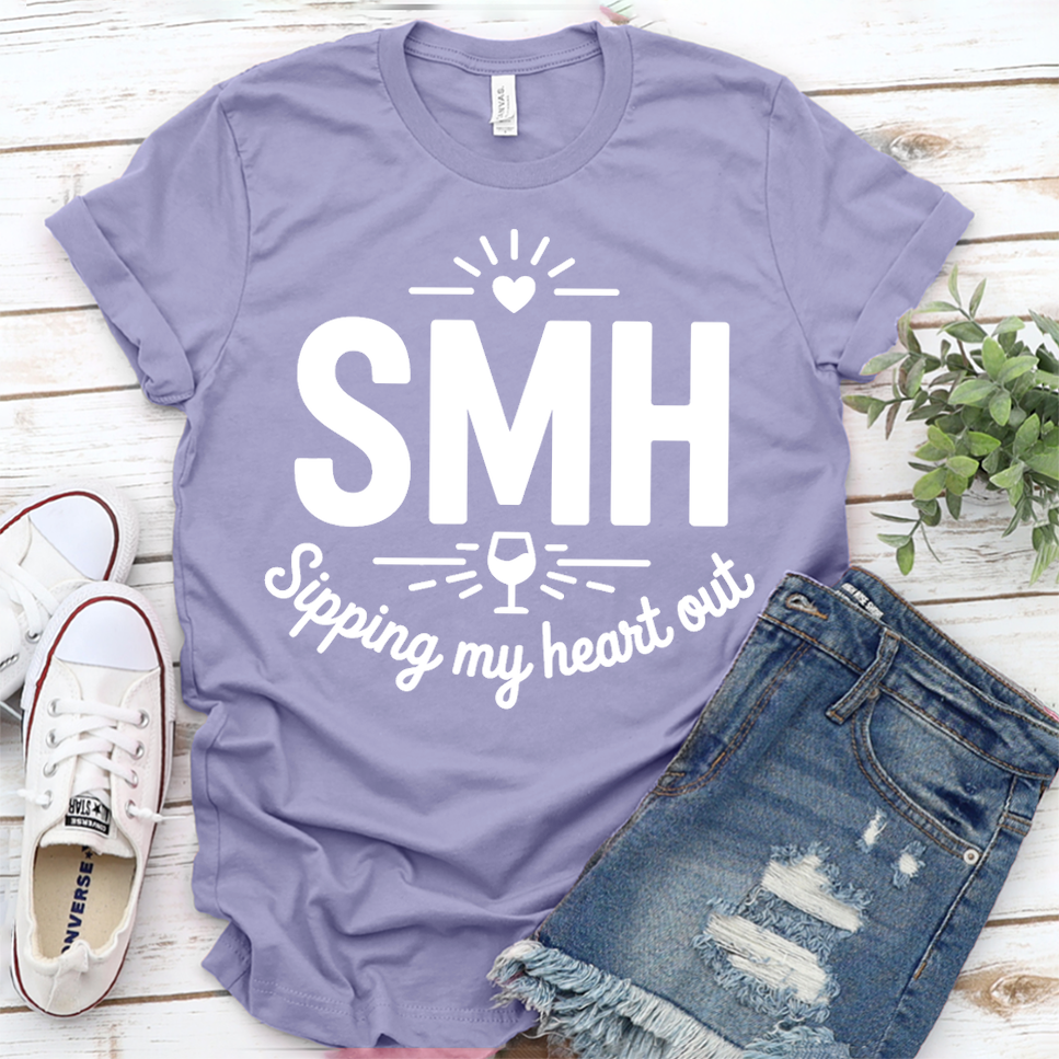 SMH Sipping My Heart Out T-Shirt - Dark Lavender - Brooke & Belle