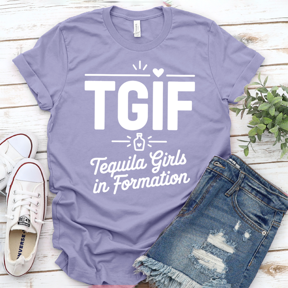 TGIF Tequila Girls In Formation T-Shirt - Dark Lavender - Brooke & Belle
