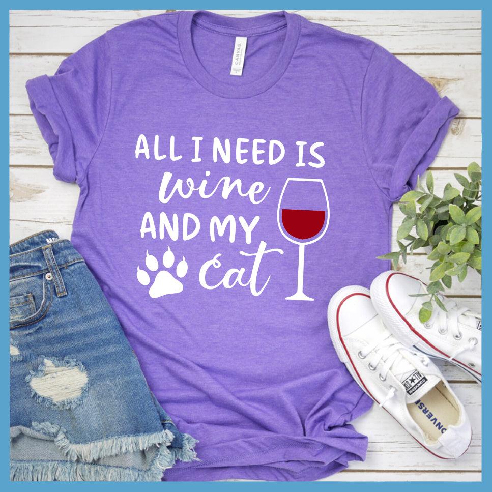 All I Need Is Wine And My Cat Colored Print T-Shirt - Brooke & Belle