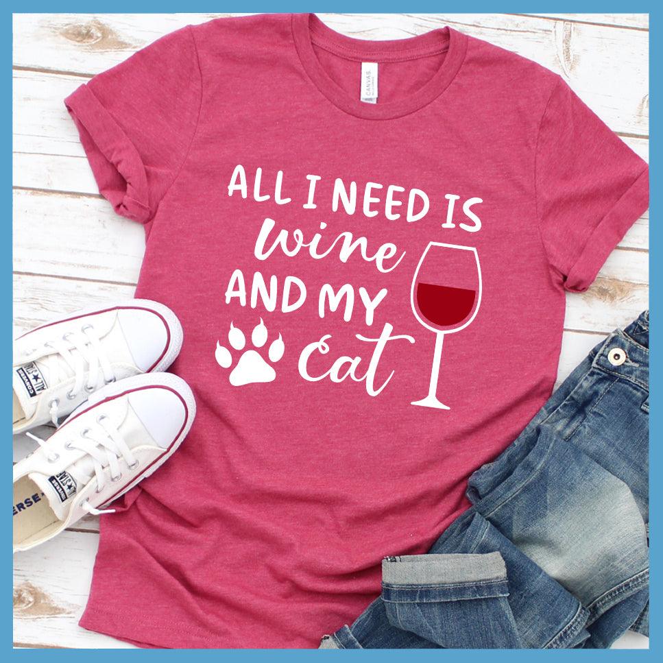 All I Need Is Wine And My Cat Colored Print T-Shirt - Brooke & Belle