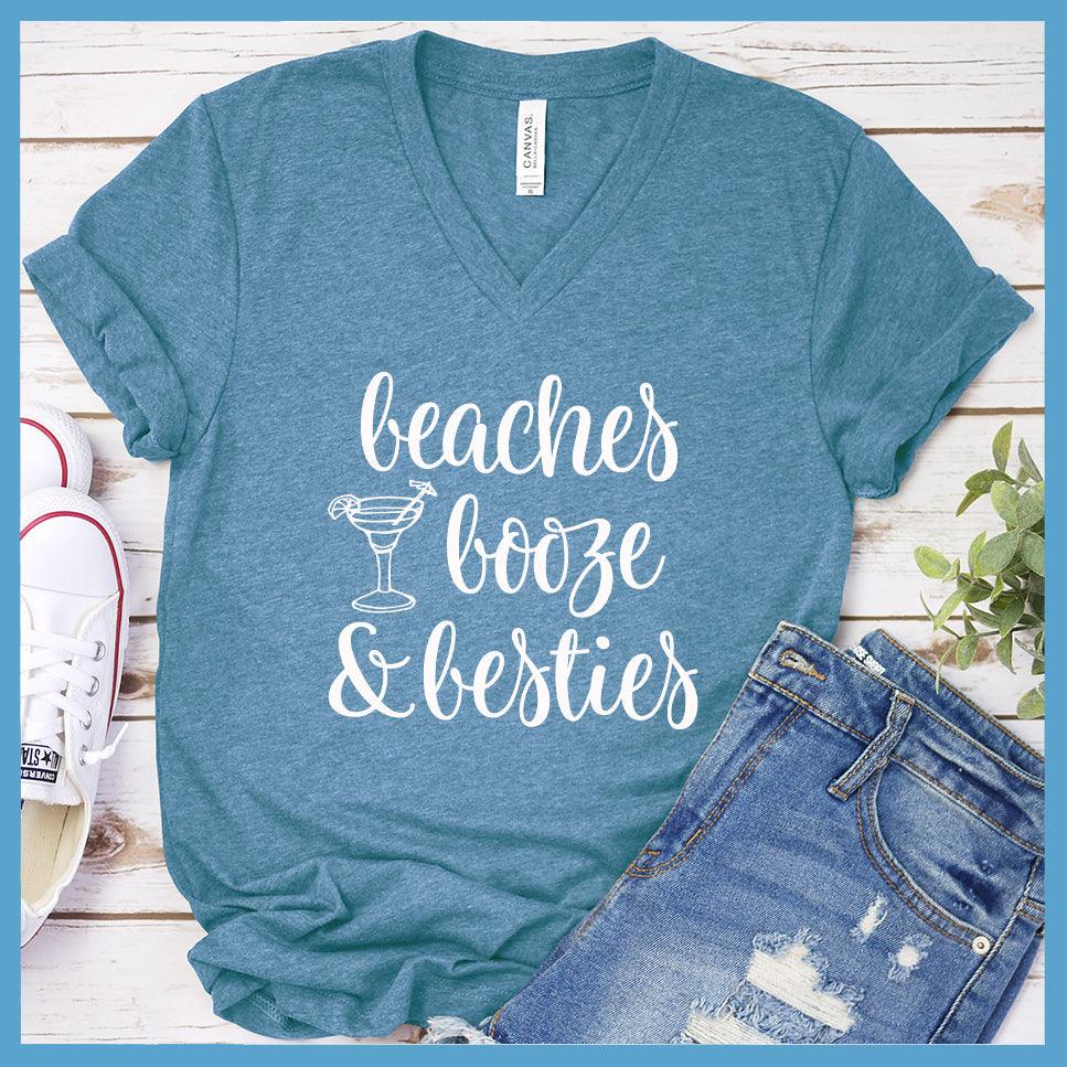 Beaches Booze and Besties Version 1 V-neck - Brooke & Belle