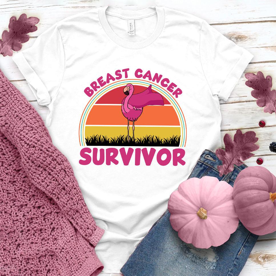 Breast Cancer Survivor Flamingo Colored Edition T-Shirt - Brooke & Belle