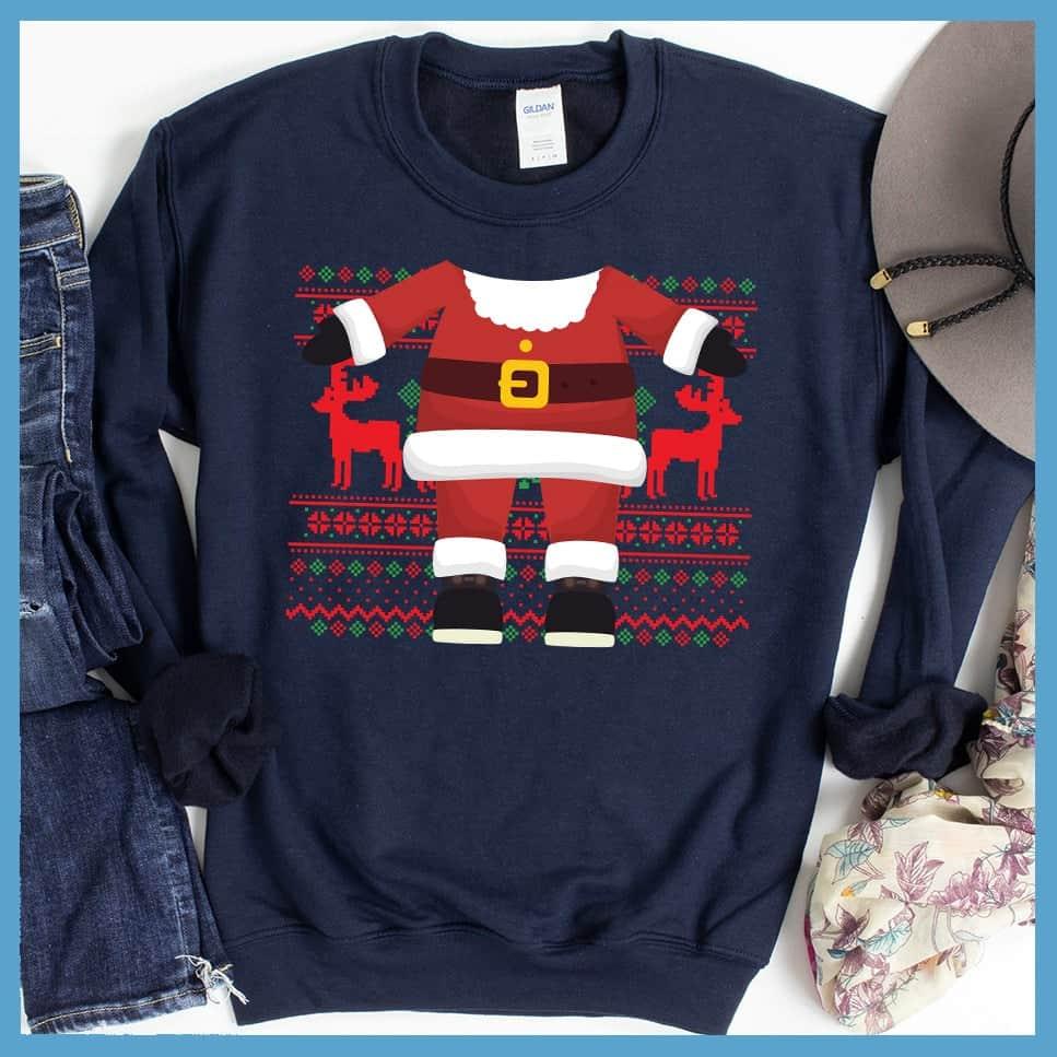 Santa Head Ugly Christmas Colored Print Sweatshirt