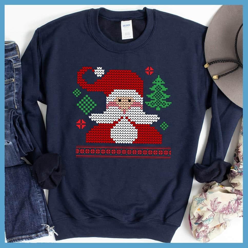 Pixelated Santa Ugly Christmas Colored Print Sweatshirt - Brooke & Belle