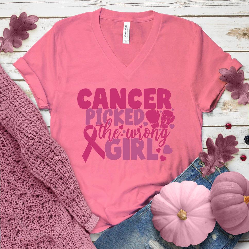 Cancer Picked The Wrong Girl Colored Edition V-Neck - Brooke & Belle