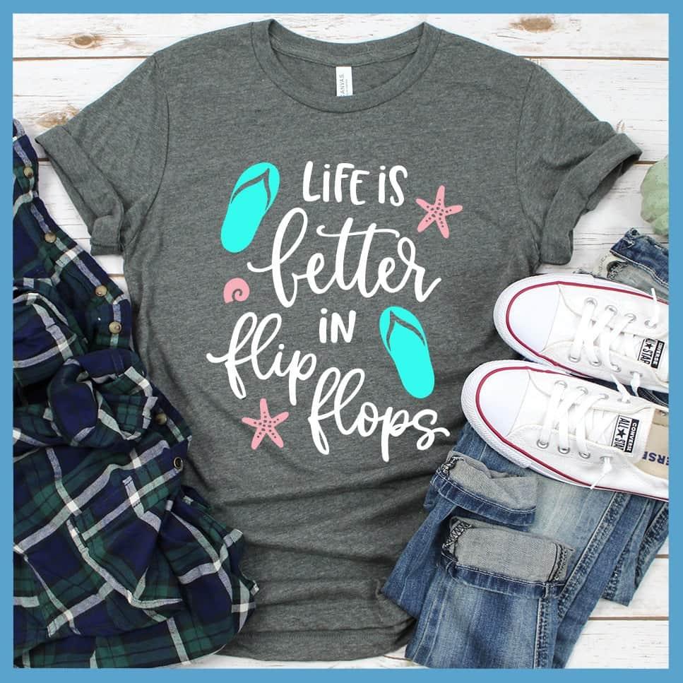 Life Is Better In Flip Flops Colored Print T-Shirt - Brooke & Belle