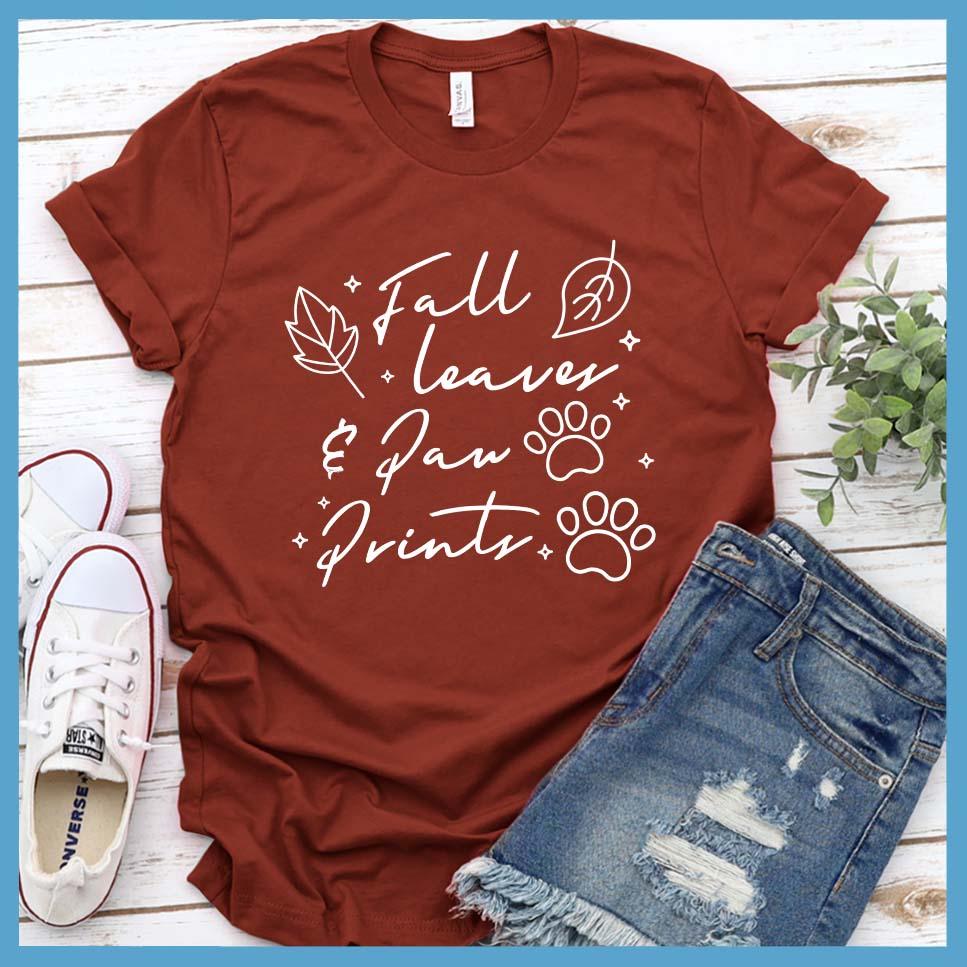 Fall Leaves And Paw Prints T-Shirt - Brooke & Belle