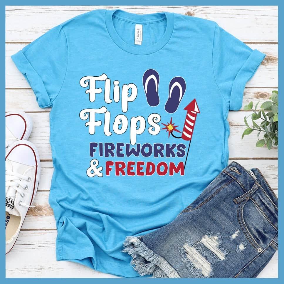 Flip Flops Fireworks and Freedom Colored Print T-Shirt - Brooke & Belle