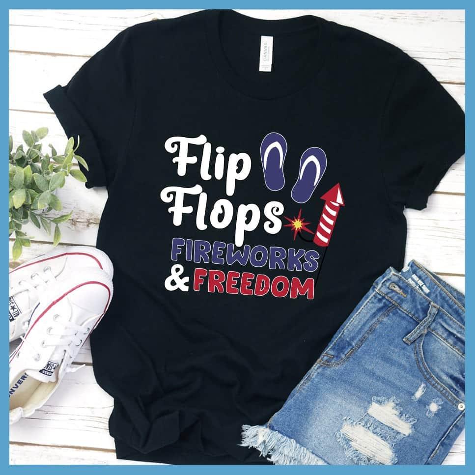 Flip Flops Fireworks and Freedom Colored Print T-Shirt - Brooke & Belle