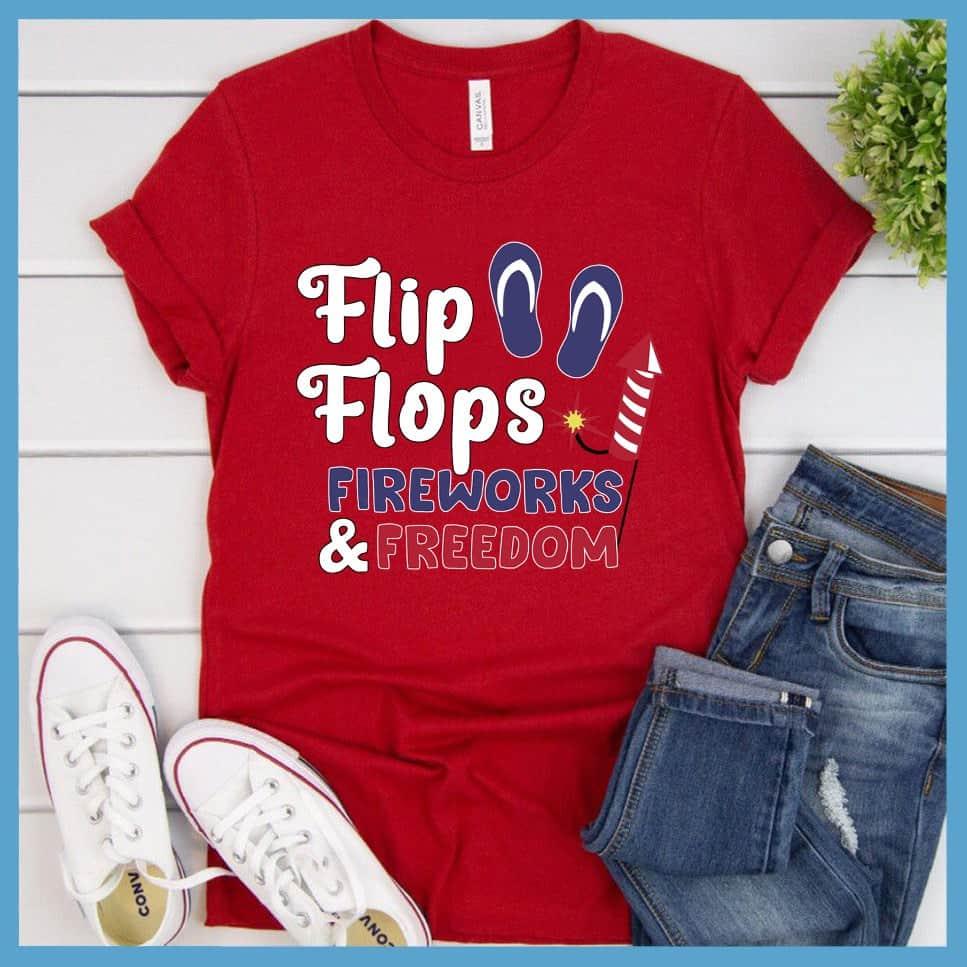 Flip Flops Fireworks and Freedom Colored Print T-Shirt - Brooke & Belle