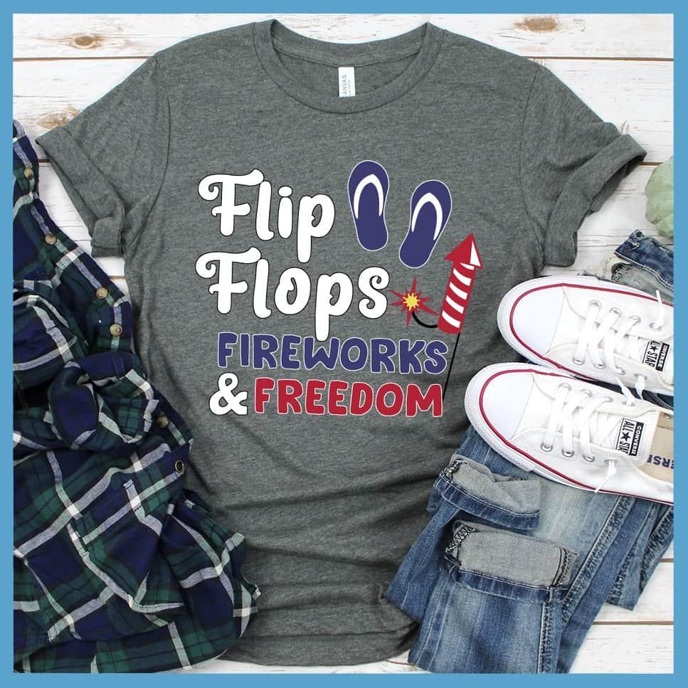 Flip Flops Fireworks and Freedom Colored Print T-Shirt - Brooke & Belle