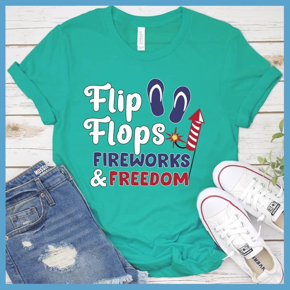 Flip Flops Fireworks and Freedom Colored Print T-Shirt - Brooke & Belle