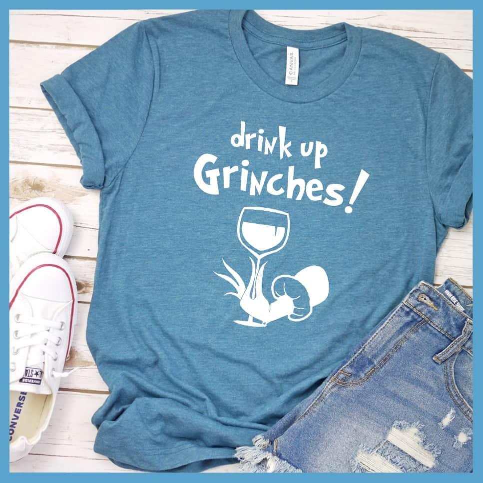 Drink Up Grinches Matching Christmas Family T-Shirt