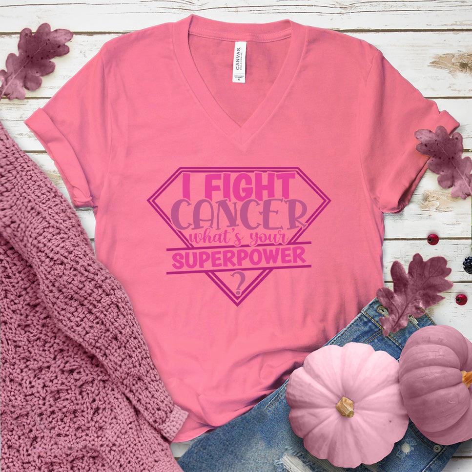 I Fight Cancer Whats Your Superpower Colored Edition V-Neck - Brooke & Belle