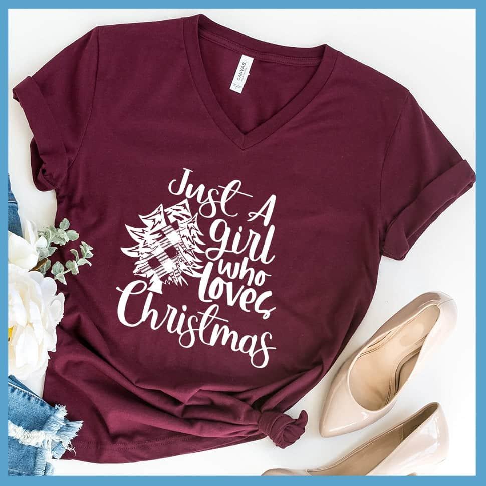 Just A Girl Who Loves Christmas V-Neck - Brooke & Belle