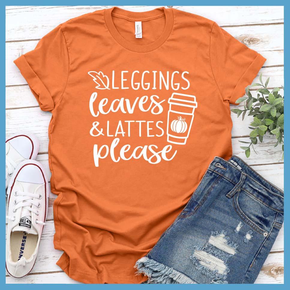 Leggings Leaves and Lattes Please T-Shirt