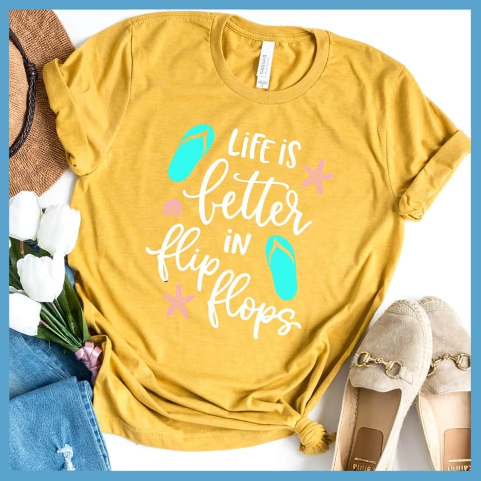 Life Is Better In Flip Flops Colored Print T-Shirt - Brooke & Belle