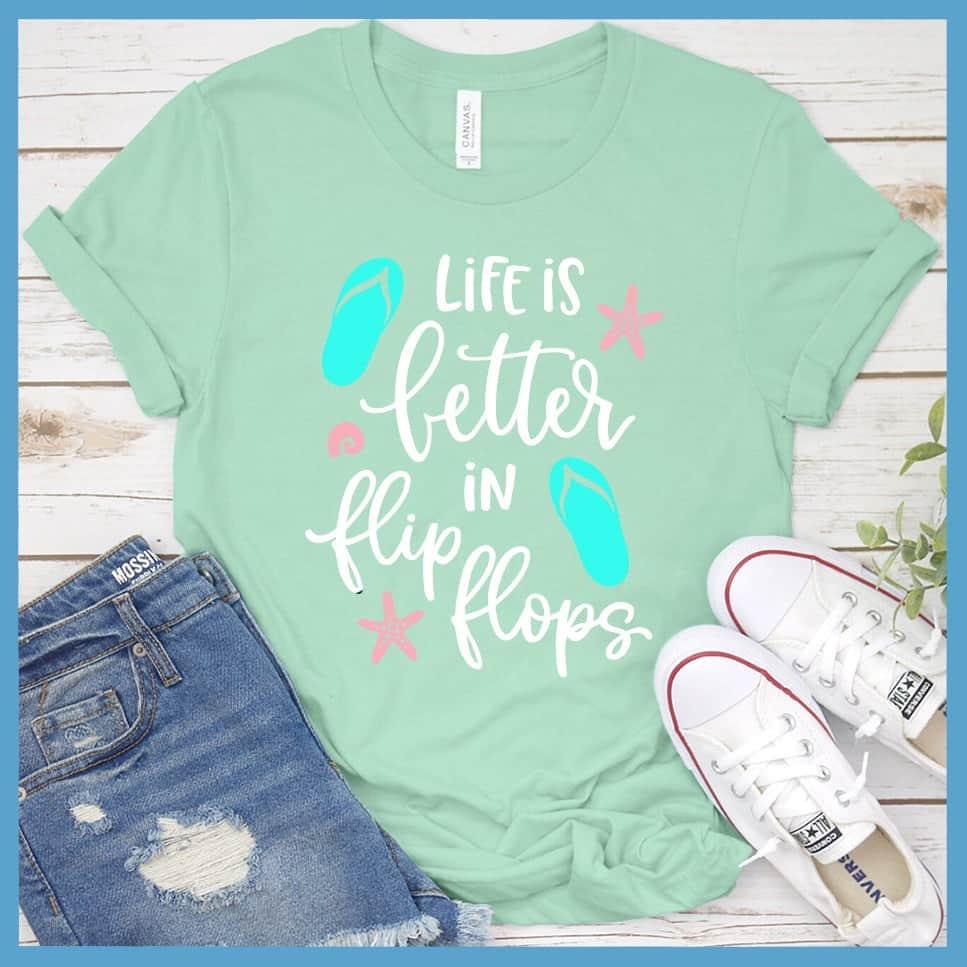 Life Is Better In Flip Flops Colored Print T-Shirt - Brooke & Belle