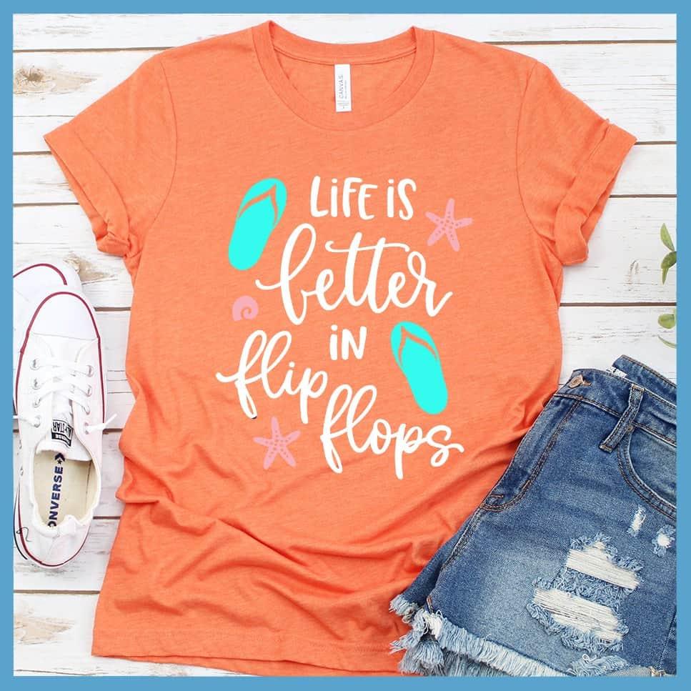Life Is Better In Flip Flops Colored Print T-Shirt - Brooke & Belle