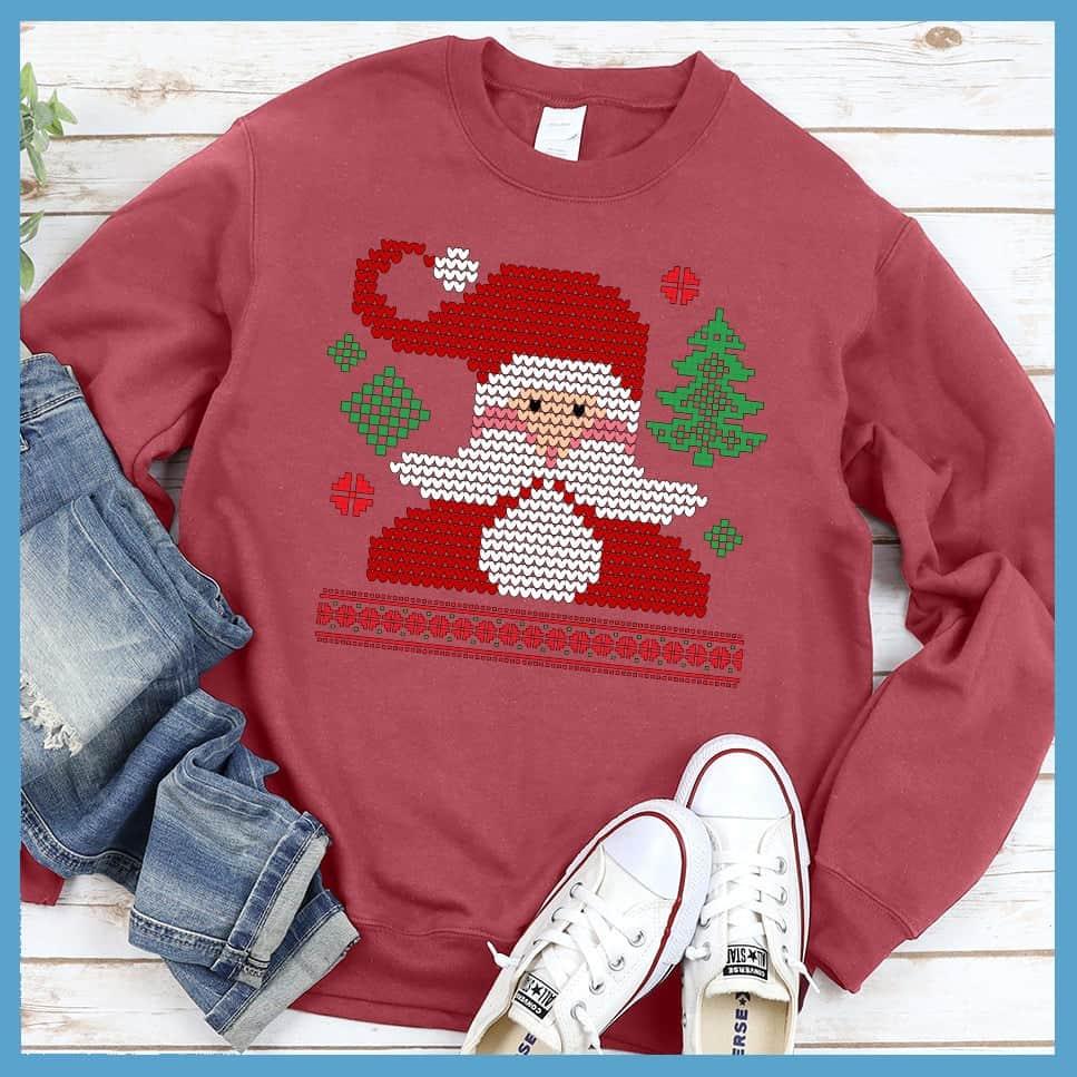 Pixelated Santa Ugly Christmas Colored Print Sweatshirt - Brooke & Belle