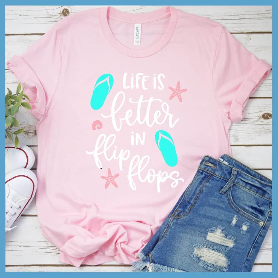 Life Is Better In Flip Flops Colored Print T-Shirt - Brooke & Belle