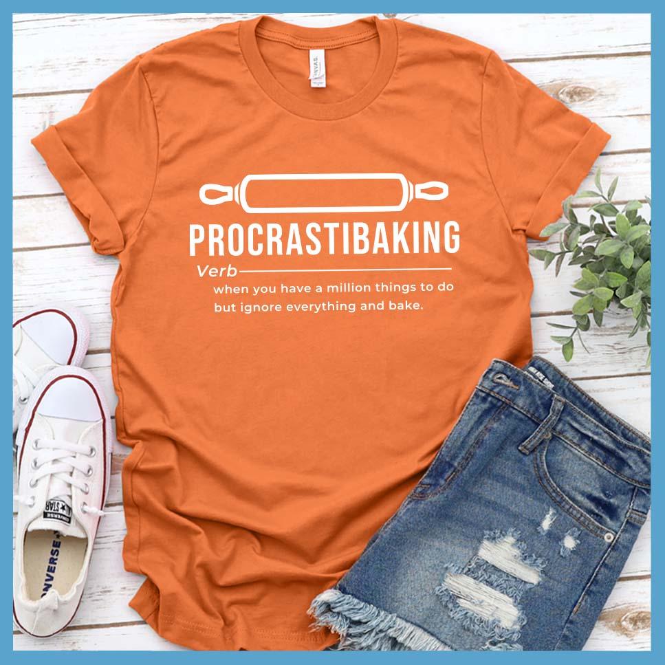Procrastibaking T-Shirt Burnt Orange - Witty Procrastibaking T-Shirt with humorous baking definition design, perfect for casual fashion and baking fans.