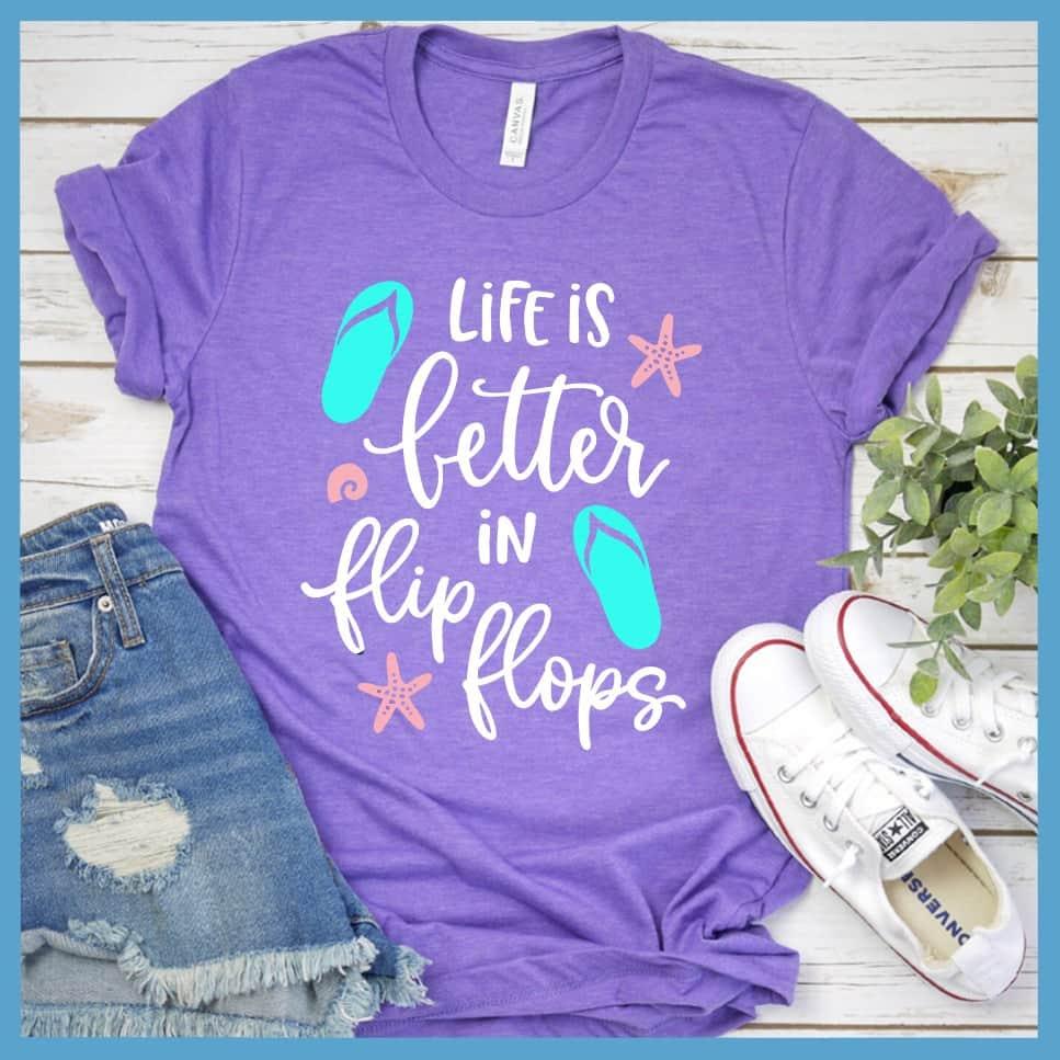 Life Is Better In Flip Flops Colored Print T-Shirt - Brooke & Belle