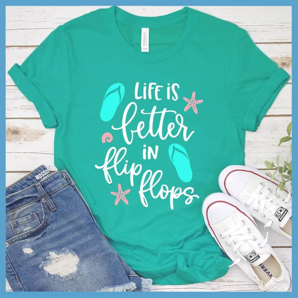 Life Is Better In Flip Flops Colored Print T-Shirt - Brooke & Belle