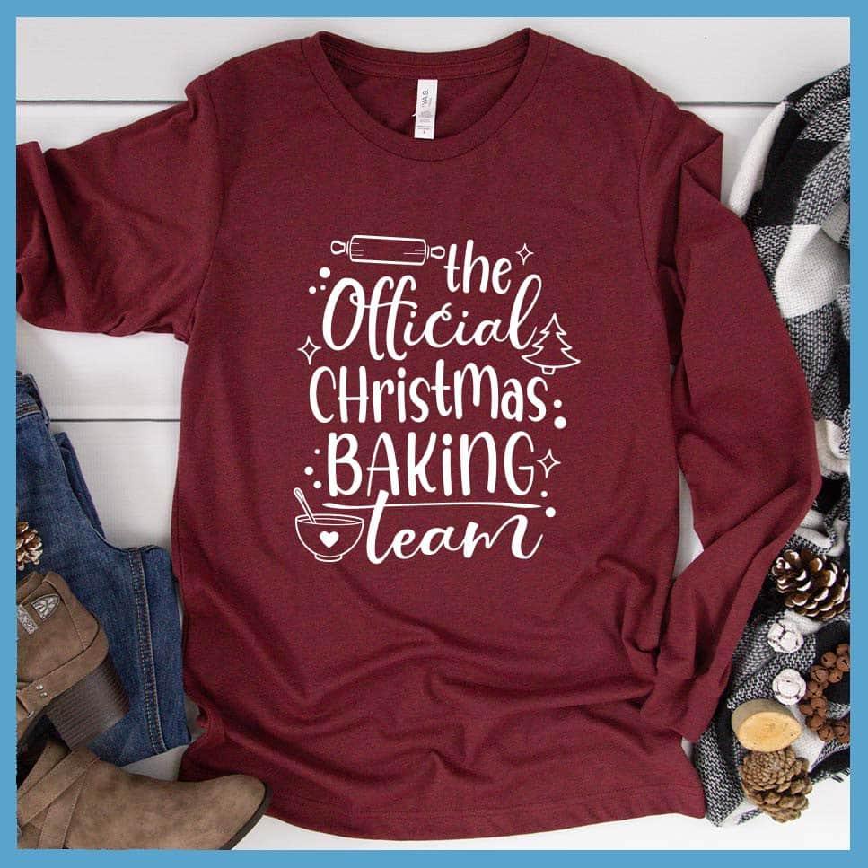 The Official Christmas Baking Team Long Sleeves Heather Cardinal - Christmas baking themed long sleeve t-shirt with festive design