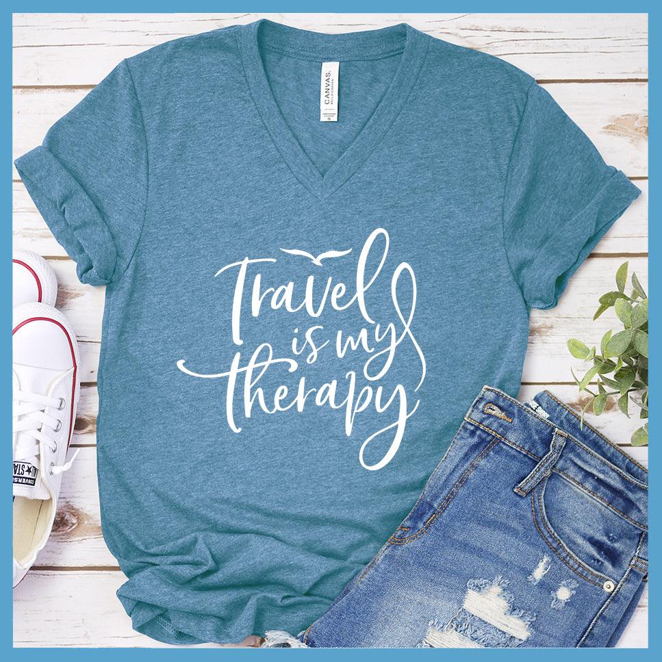Travel Is My Therapy V-neck - Brooke & Belle