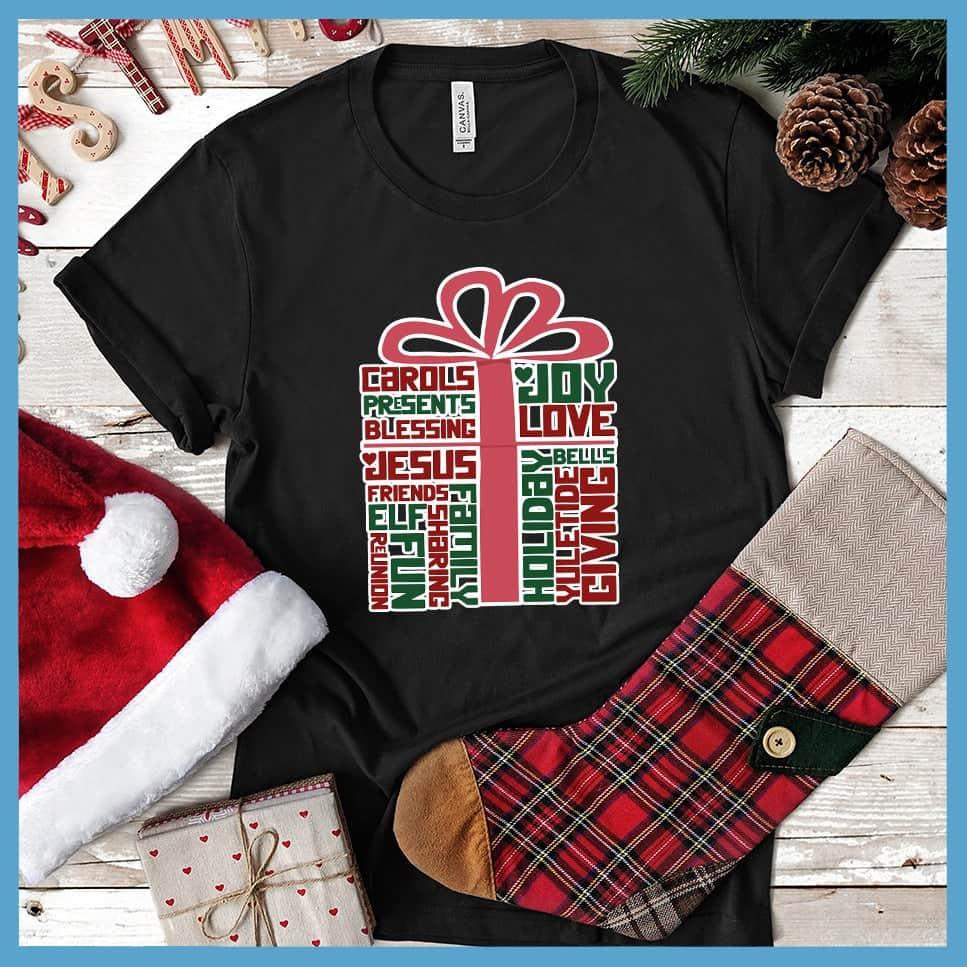 Wrapped Gift Christmas Collage Colored Print T-Shirt - Brooke & Belle