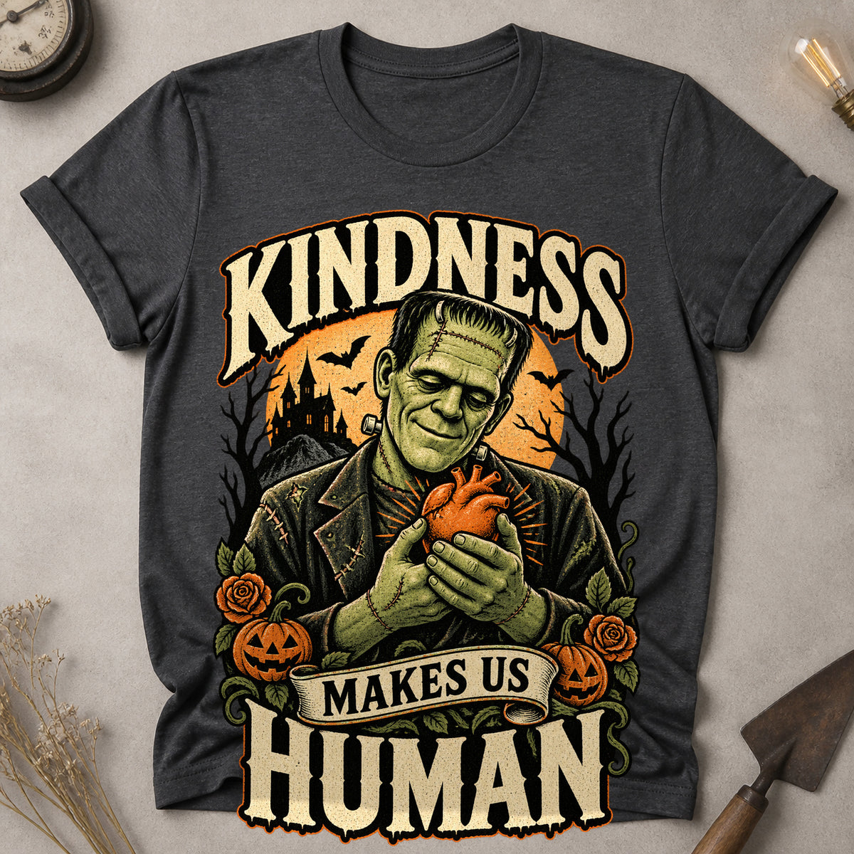 Makes Us Human T-shirt - Dark Heather - Brooke & Belle