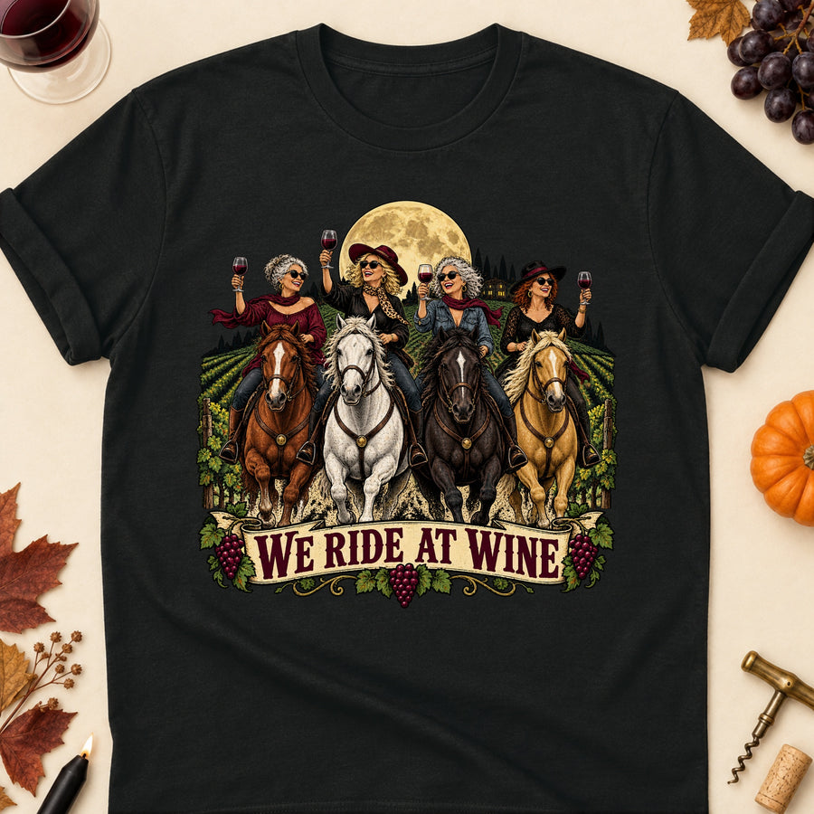 We Ride At Wine Colored Print T-Shirt